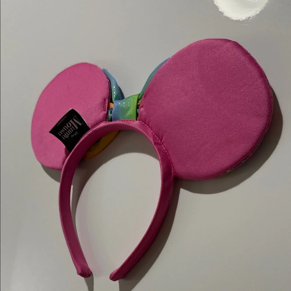 Disney Pink Rainbow Sequin Minnie Ears Headband